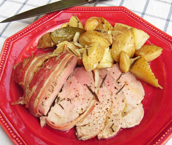 Roasted Pork Loin with Pancetta and Potatoes