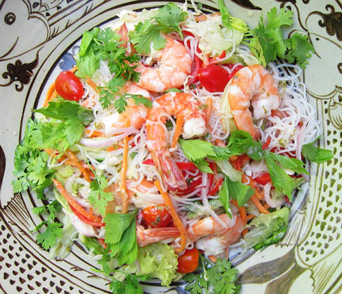 Spicy Thai Shrimp Salad with Rice Noodles
