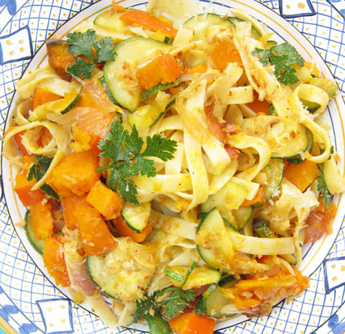 Pasta with Pumpkin, Zucchini, and Breadcrumbs